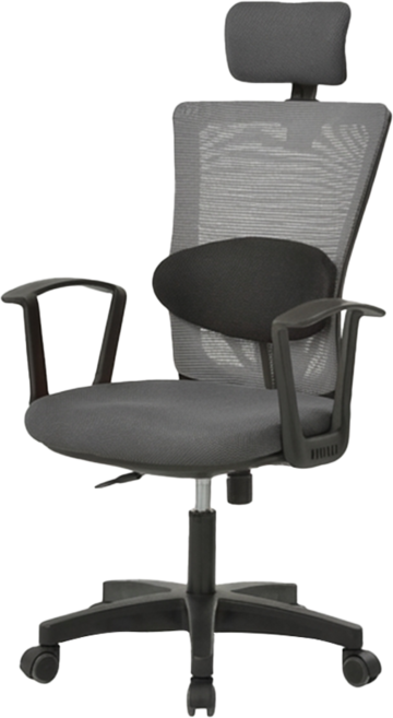 BareunLab 姿勢矯正學習辦公電腦椅 頭枕腰靠款, 黑色 + 深灰色