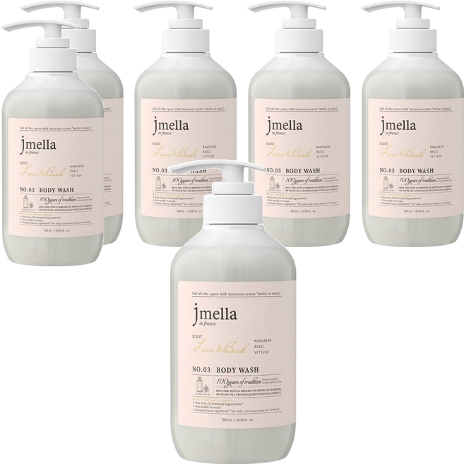 jmella 法式漫舞香水沐浴乳 No.03 Lime & Basil, 500ml, 6瓶