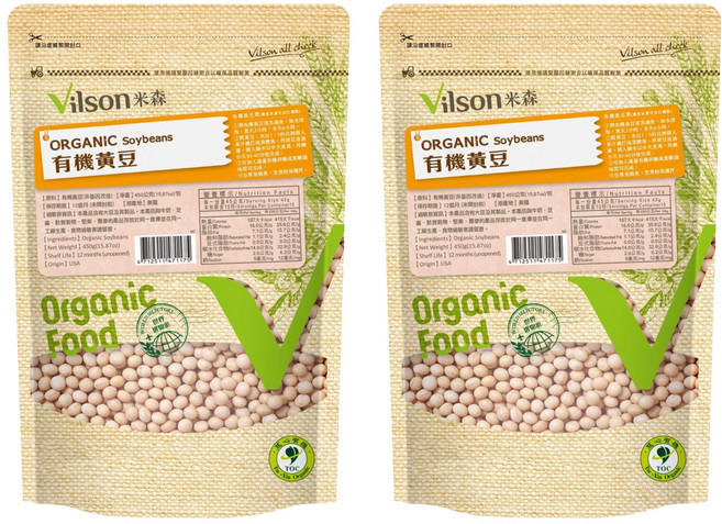Vilson 米森有機 100%有機黃豆, 450g, 2包
