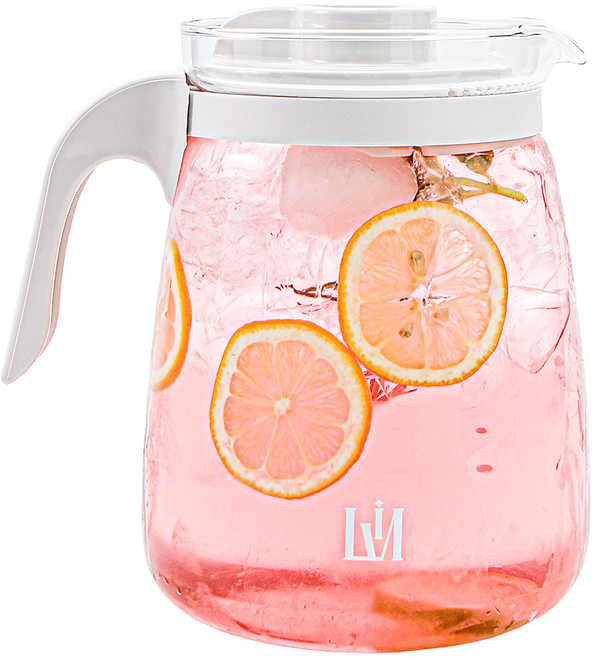 리비뉴 유리 냉장고 물병, 화이트, 2.3L, 1개