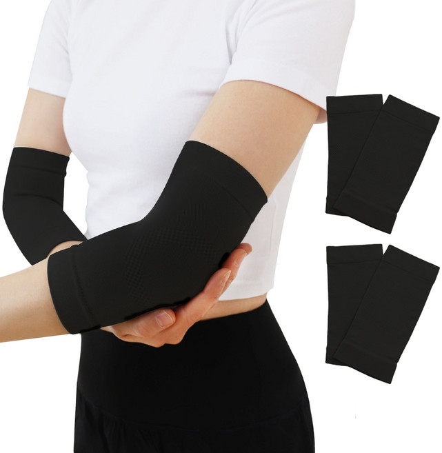 하늬통상 패션 스포츠 팔꿈치 보호대 2개, 블랙, 2세트