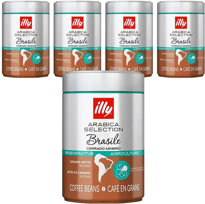 illy 意利 巴西風味咖啡豆 14887, 5罐, 250g, 咖啡豆(無研磨)