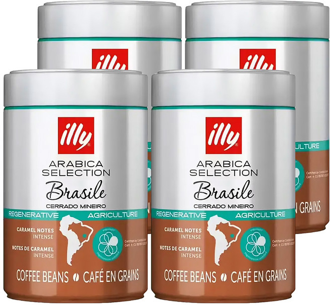illy 意利 巴西風味咖啡豆 14887, 4罐, 250g, 咖啡豆(無研磨)
