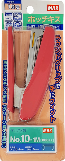 MAX 美克司 釘書機 + 釘書針, 紅色, 1組