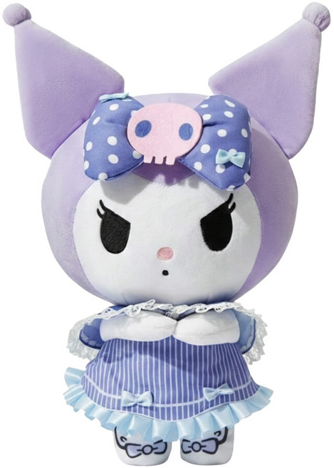 WOONUE 正版授權 酷洛米Kuromi 精緻刺繡蕾絲絨毛玩偶 100g, 30cm, B款紫色酷洛米點點蝴蝶結, 1個