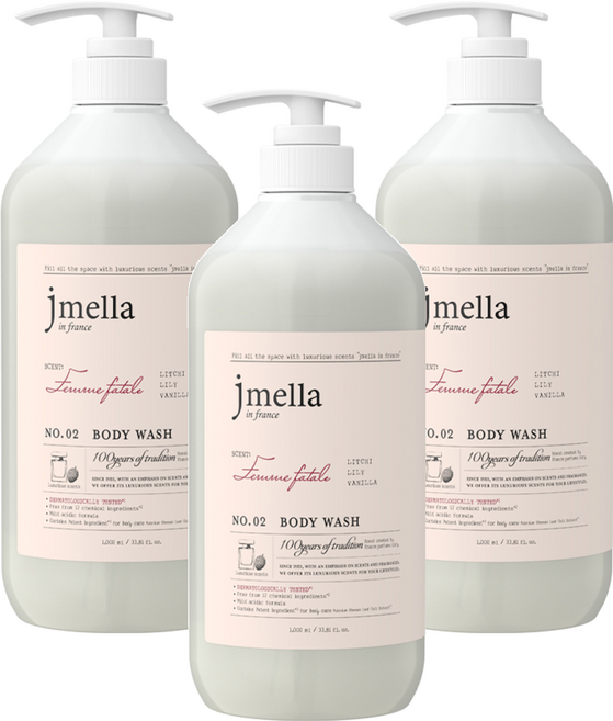 jmella 法式漫舞香水沐浴乳 No.02 Femme Fatale, 1L, 3瓶