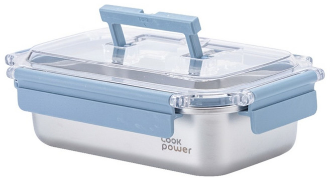 cook power 鍋寶 藍提系列 可微波316不鏽鋼提把保鮮盒 600ml, 容器 + 蓋子, 1組