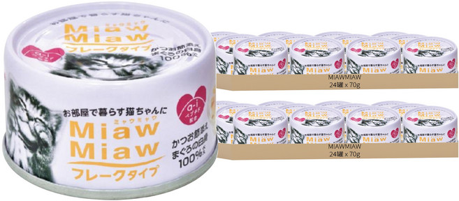 MIAWMIAW 妙喵 片狀貓罐頭, 鮪魚 + 柴魚, 70g, 48罐