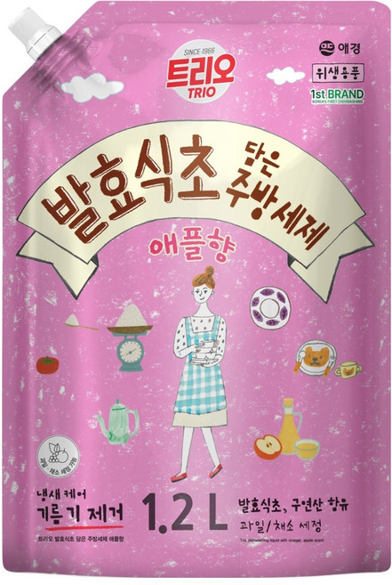 트리오 발효식초 담은 주방세제 애플향, 1.2L, 1개