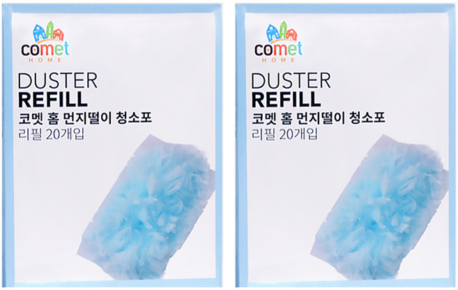 코멧 홈 먼지떨이 청소포 리필 20개입 2세트, 혼합색상, 40개