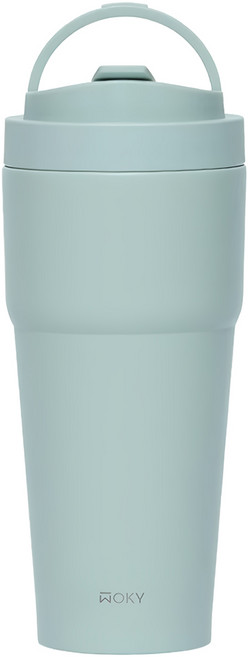 WOKY 沃廚 台灣公司貨 雙層陶瓷渾圓杯, 水淺綠, 750ml, 1個