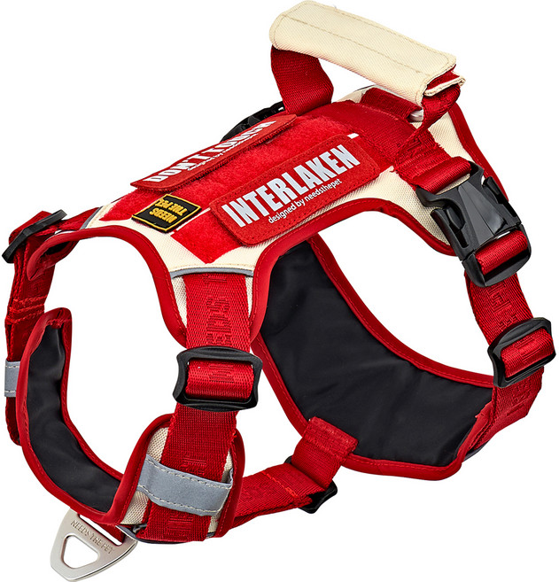 니즈더펫 인터라켄 슬림2.0 경량 투톤 앞고리 강아지하네스, 레드 + 베이지, 1개