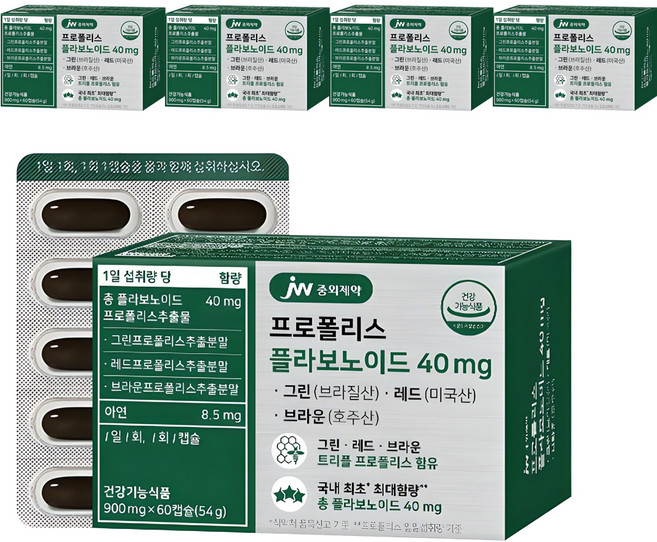 JW중외제약 프로폴리스 플라보노이드 40mg, 60정, 5개