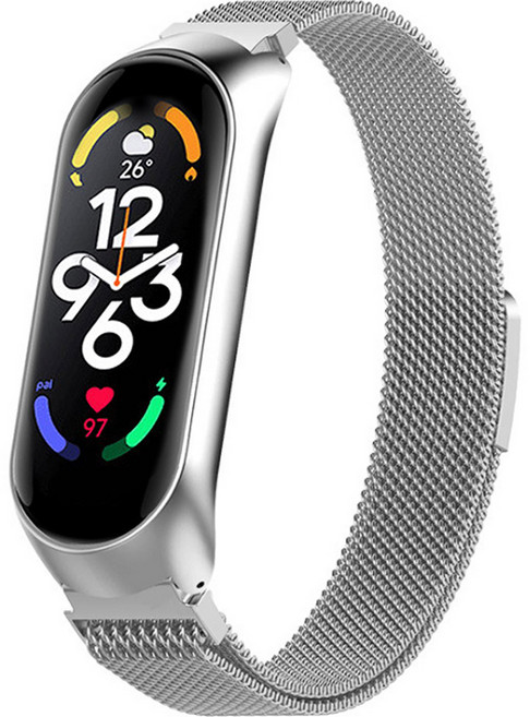 스페이스쉴드 샤오미 미밴드 7 메탈 밀레니즈루프 밴드 스트랩, 실버