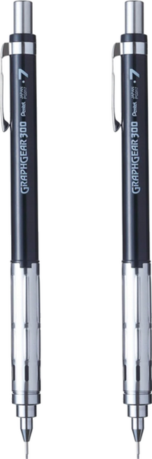 Pentel 飛龍文具 GRAPHGEAR 300 自動鉛筆 黑桿 XPG317-AX, 0.7mm, 2支