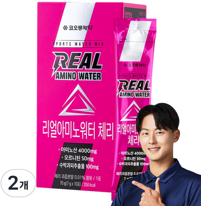 코오롱제약 NEW 리얼아미노워터 체리 10p, 70g, 2개