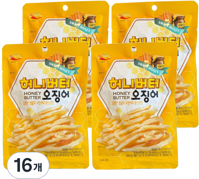 정화식품 허니버터 오징어, 16개, 30g