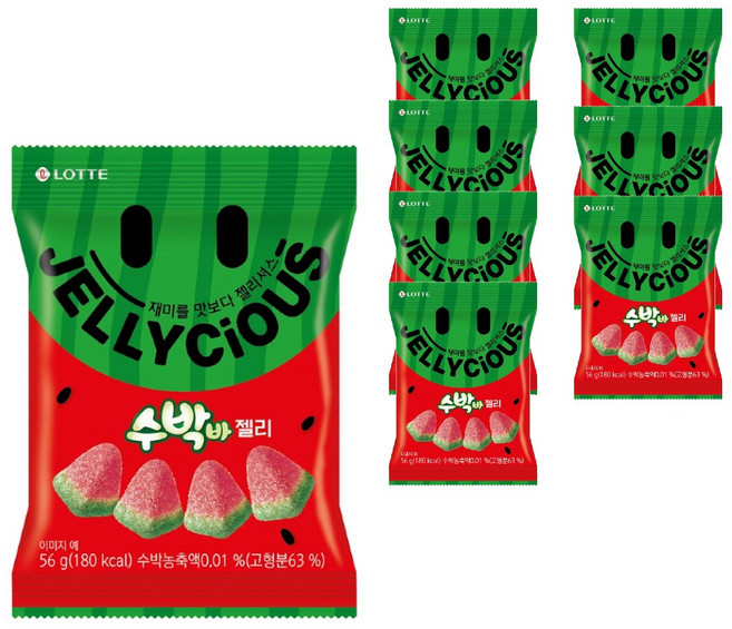 롯데웰푸드 젤리셔스 수박바, 56g, 8개
