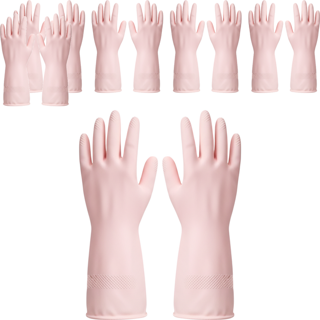 SINCERELY Frog 橡膠手套, 嫩粉色, 中(M), 6組