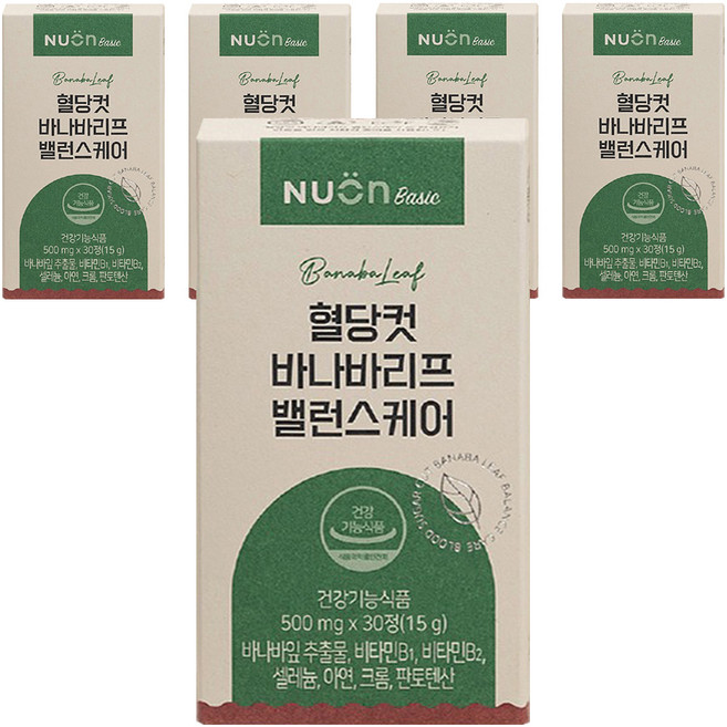 NUON 혈당컷 바나바리프 밸런스케어 15g, 30정, 5개