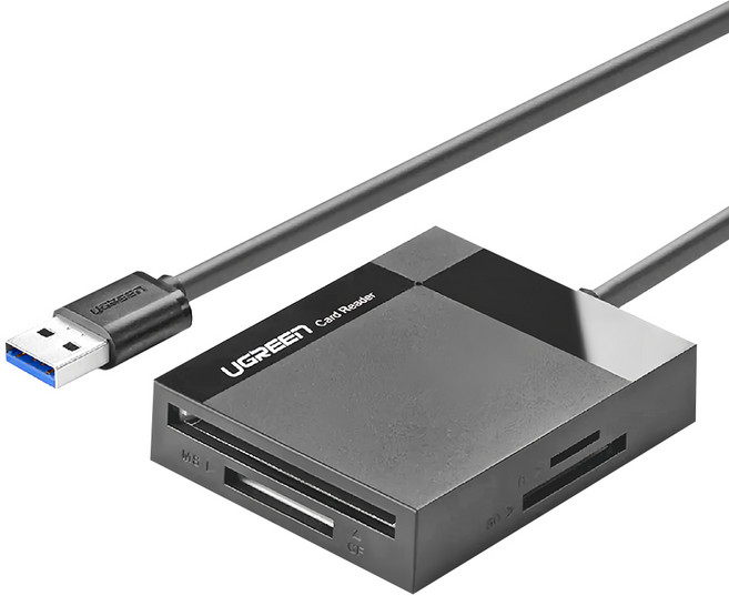 UGREEN 綠聯 SD TF CF MS USB3讀卡機 多卡多讀 0.5m, 30333, 灰色, 1個