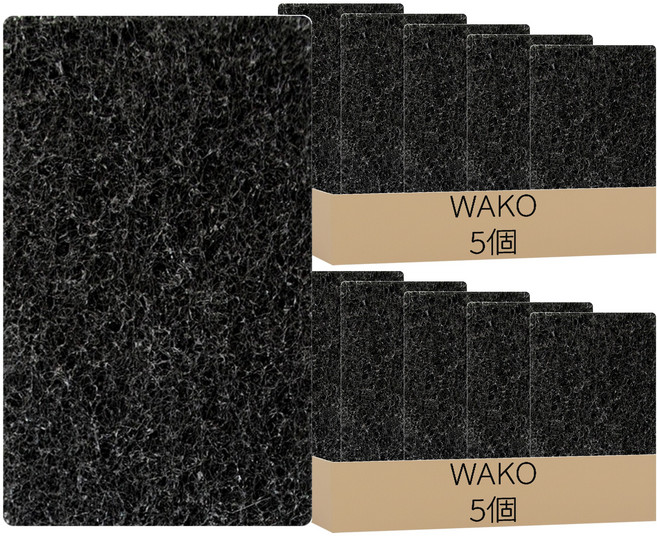WAKO 黑色厚型粗纖維百潔布 尺寸約23*70*110mm, 10個, 1入