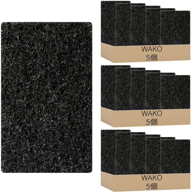 WAKO 黑色厚型粗纖維百潔布 尺寸約23*70*110mm, 15個, 1入