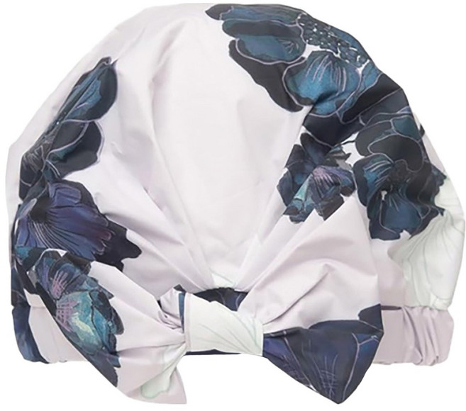 歐美熱銷時防水浴帽 可調整緊度 非薄款 25 x 20cm 45g, 藍花朵, 1個