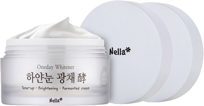넬라 원데이 화이트너 하얀눈 톤업 광채 발효 크림, 2개, 50ml