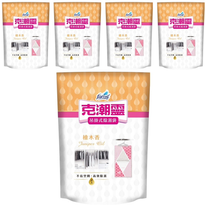 farcent 花仙子 克潮靈 吊掛式除濕袋 檜木香 2個, 400g, 5包