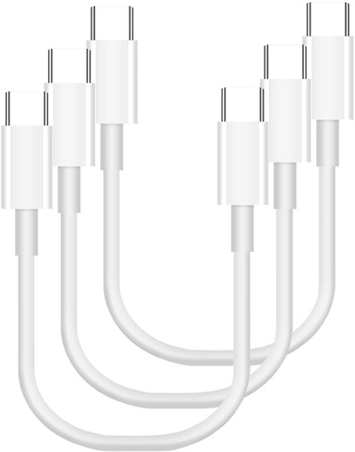 pines Lightning C타입- C타입 PD 숏 충전케이블, 화이트, 20cm, 3개