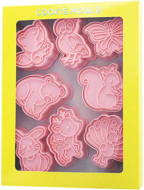 이홈베이킹 초식동물 귀여운 사슴 푸쉬 쿠키커터 8종 세트, 1세트