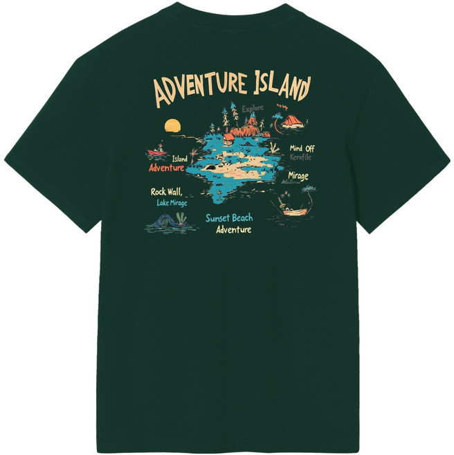 okstar 男女通用 Adventure Island 短袖T恤 5TS014, 深綠色