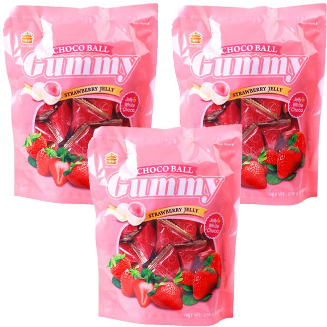 이메이 구미초코볼 딸기맛, 238g, 3개