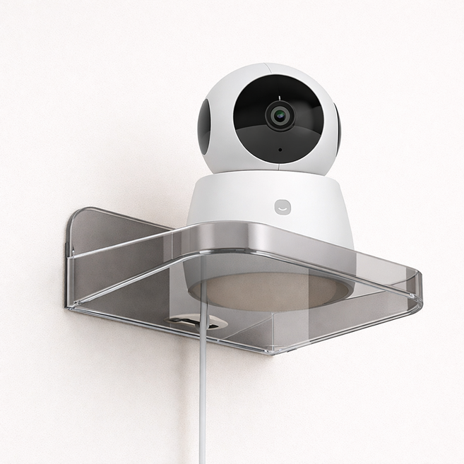 에브라잇 무타공 설치 다용도 미니 벽걸이 선반, 투명 그레이, 1단