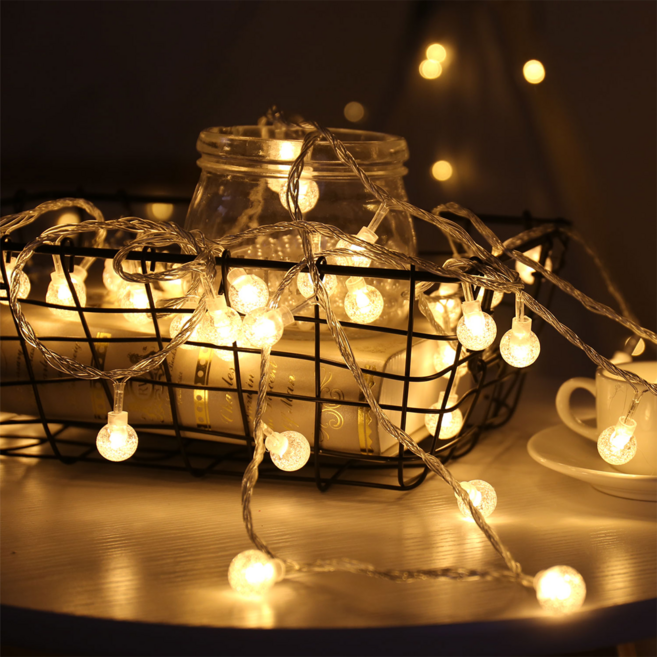 aibo 汽泡球LED燈串 6米40燈 暖白光 八種亮度模式, 1組