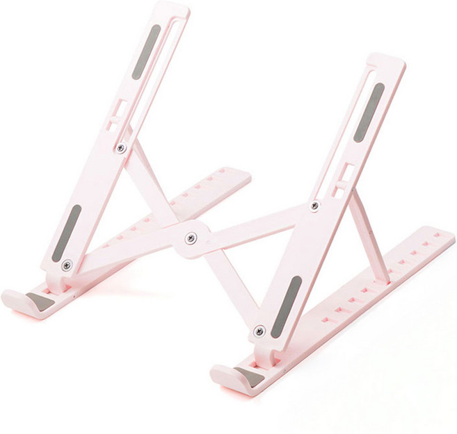 누아트 높이조절 휴대용 초경량 접이식 아이패드/맥북/노트북 16인치 호환 쿨링 거치대+전용 파우치 포함, 핑크, 1세트