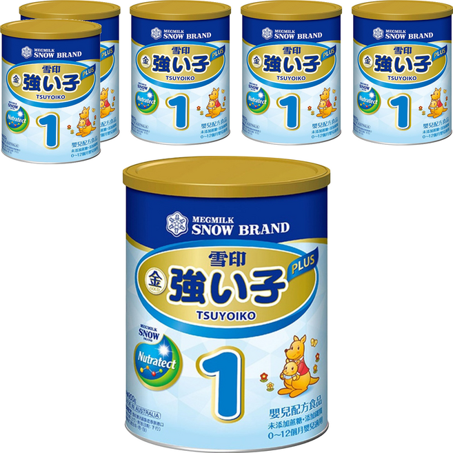 SNOW 雪印 金強子1號 PLUS嬰兒配方食品 奶粉 0~12月, 900g, 6罐
