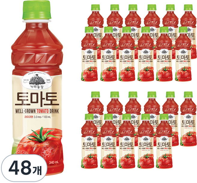 가야농장 토마토농장 주스, 340ml, 48개
