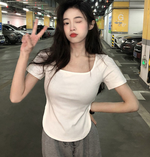 엘쏘 여성용 통기성 원조 베이직 반팔 티셔츠