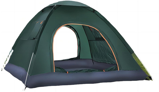 便攜式摺疊露營帳篷 雙開門, 軍綠A, 3-4人適用
