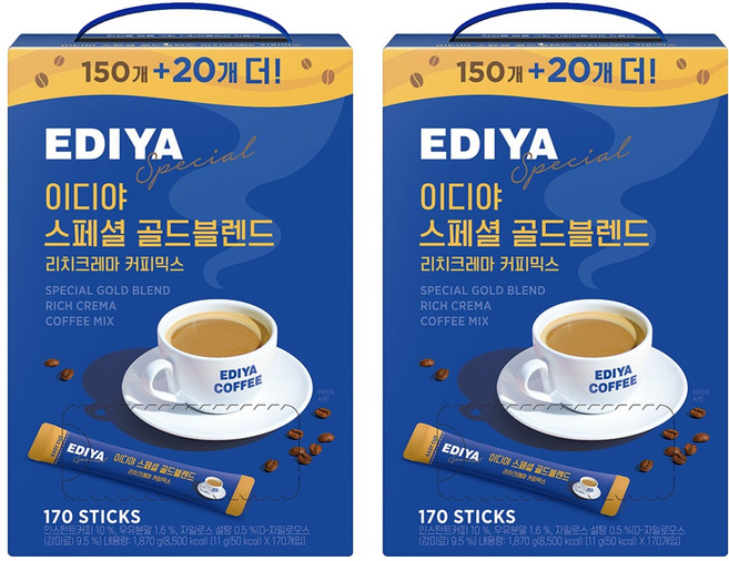 이디야 스페셜 골드블렌드 리치크레마 커피믹스, 11g, 170개입, 2개