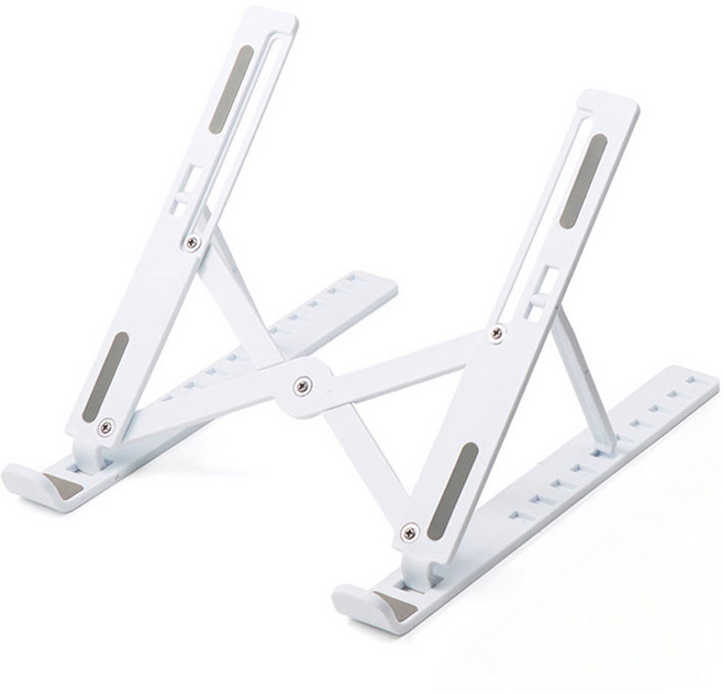누아트 높이조절 휴대용 초경량 접이식 아이패드/맥북/노트북 16인치 호환 쿨링 거치대+전용 파우치 포함, 화이트, 1세트
