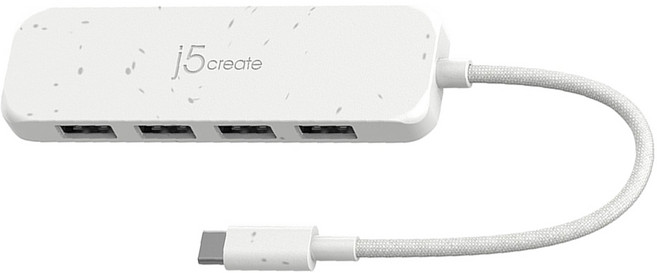j5create 凱捷國際 USB-C Gen2 轉四埠Type-A 高速環保材質集線器 JCH341EW, 自然白, 1個