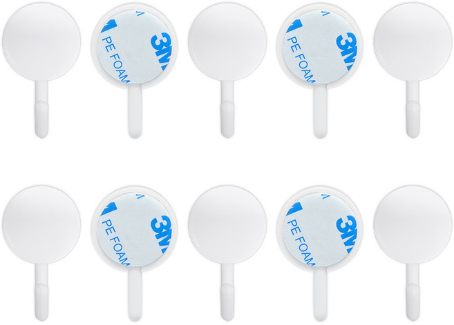 월드크린 마카롱 접착식 후크 걸이, 화이트, 10개