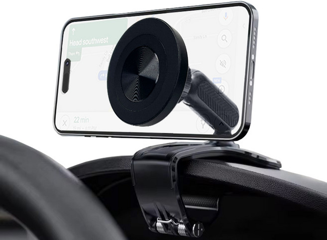 아이베리 PR 차량용 맥세이프 계기판 룸미러 선바이저 클립 장착형 거치대, 1개, 블랙