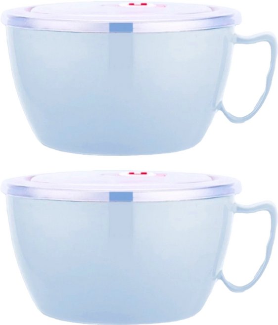 小麥購物 不銹鋼泡麵碗 G004 117g, 藍色, 2個