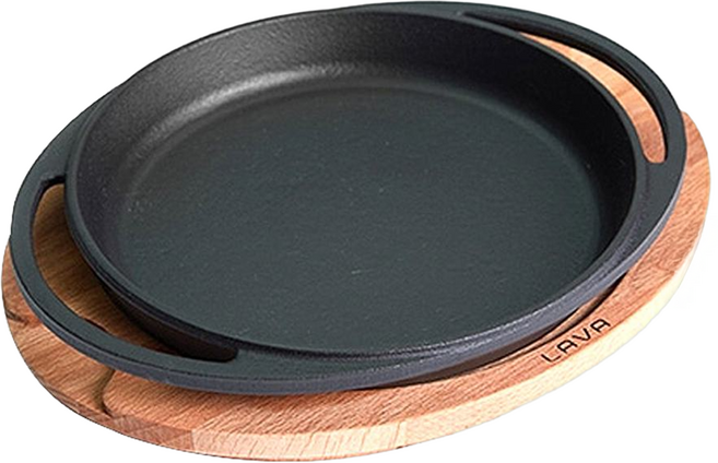 LAVA 圓形鑄鐵盤 + 木製底座, 1組, N/A