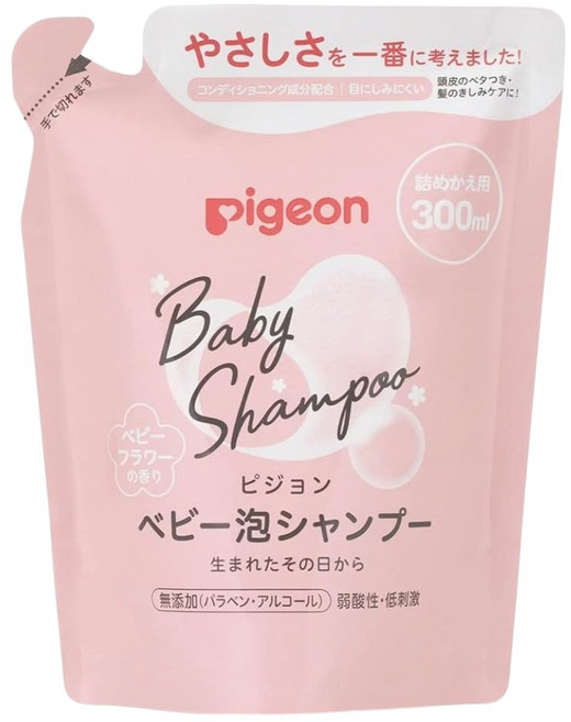 pigeon 貝親 洗髮慕斯補充包 粉色花香, 300ml, 1包