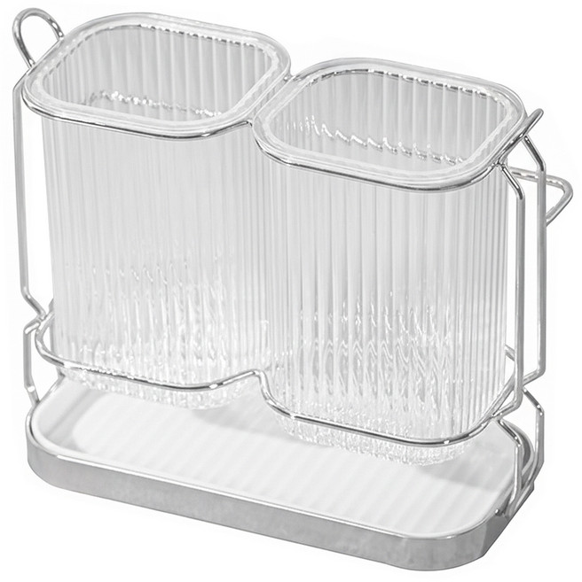 Living gonggam Holmes-mi 瀝水餐具筒 餐具收納架 銀白色, 1個